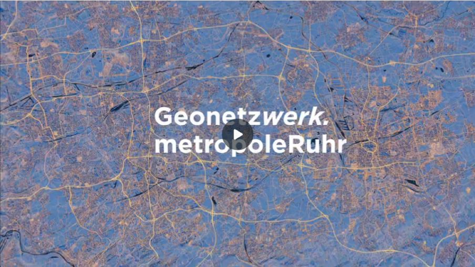 Luftaufnahme vom Ruhrgebiet, in blau grafisch abstrahiert