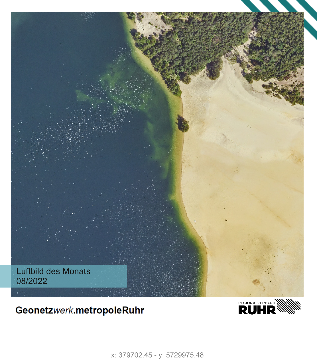 Luftbild des Monats August 2022 mit dem Baggersee Westleven bei Haltern am See.
