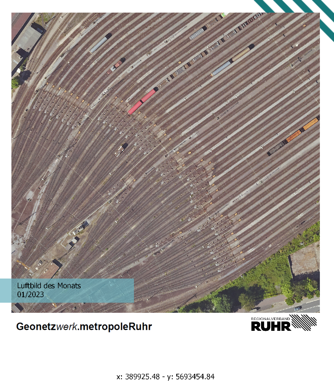 Luftbild des Monats Januar 2023. Zahlreiche Gleise des Rangierbahnhofs Hagen-Vorhalle.