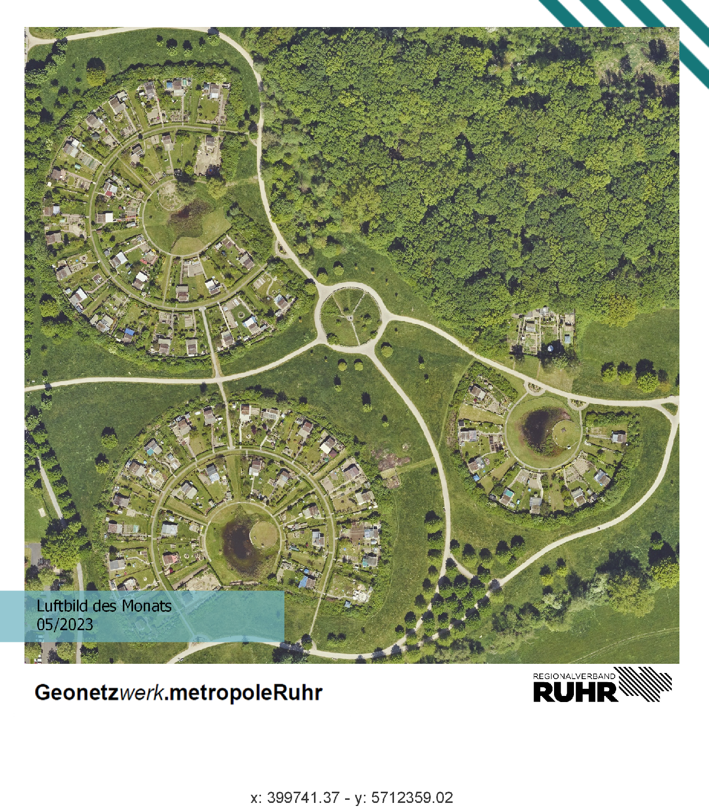 Luftbild des Monats April 2023. Kleingartenanlage Werzenkamp in Dortmund Scharnhorst