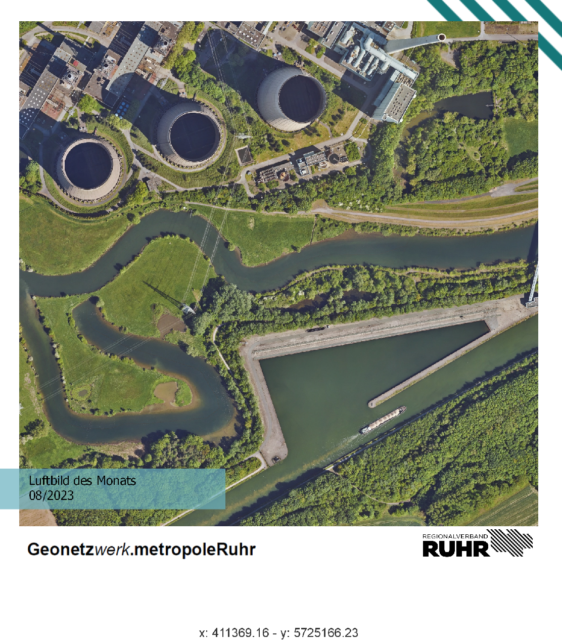 Luftbild des Monats August 2023 - Von der Lippe getrennt werden die Stadt Hamm und Werne im Kreis Unna