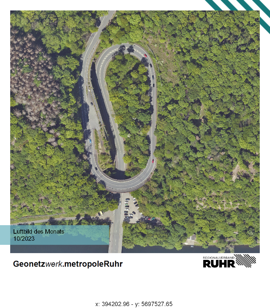 Luftbild des Monats Oktober 2023. Ruhrbrücke am Hengsteysee an der südlichen Stadtgrenze Dortmunds.