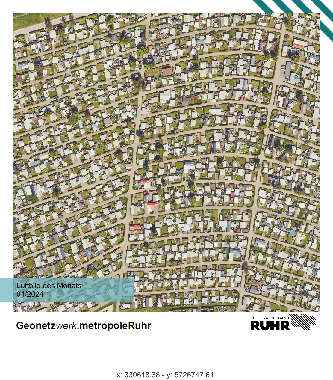 Detailaufnahme des größten Campingplatzes Deutschlands auf der Rhein-Halbinsel Grav bei Wesel