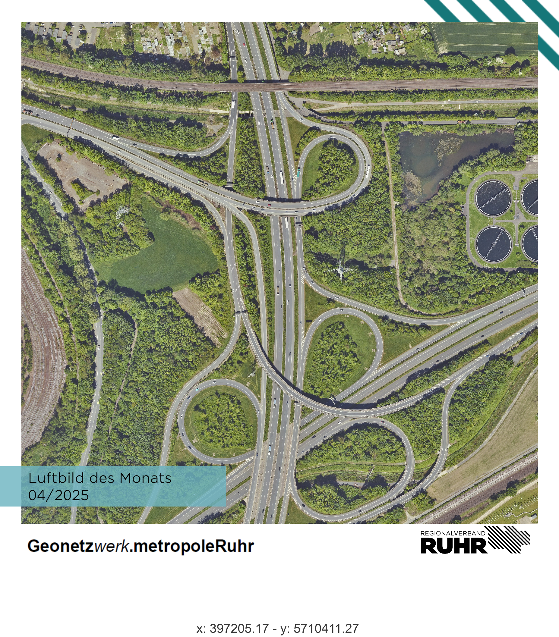 Verschlungene Straßen in Dortmund, in der nähe des Logistikpark Westfalenhütte. 