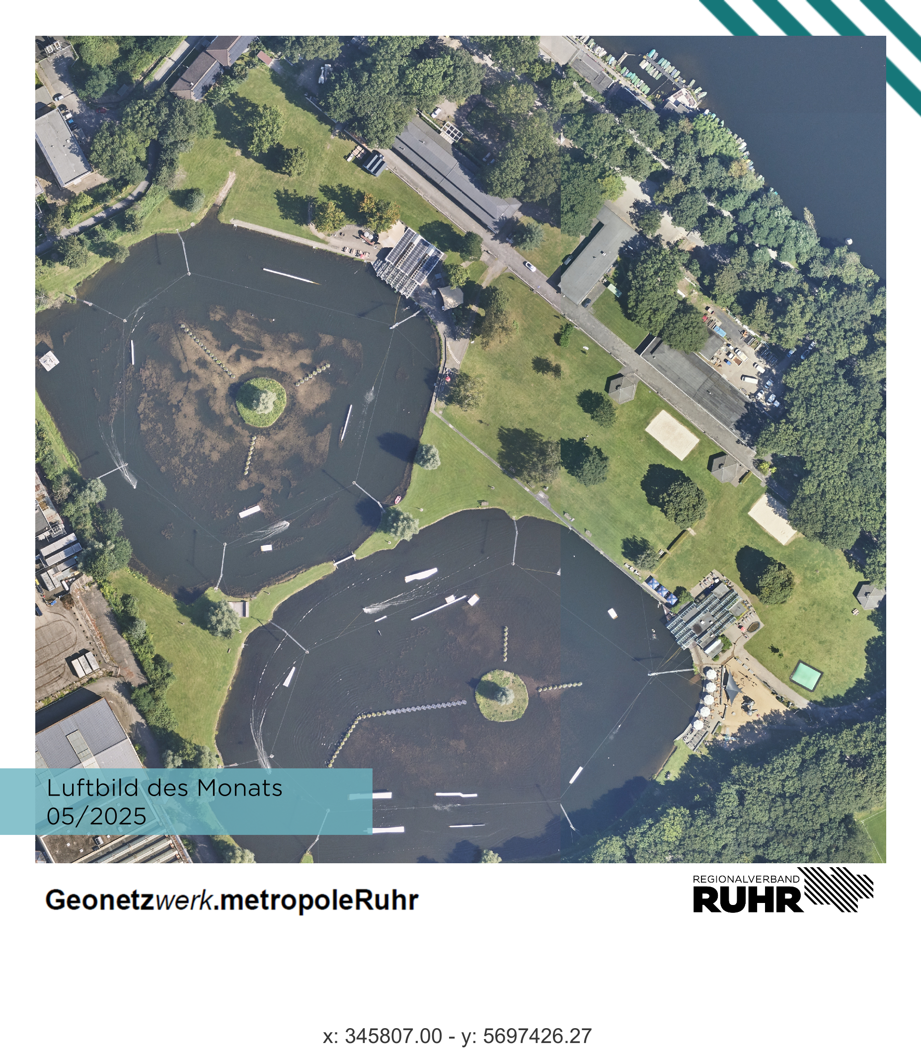 Strandbad Wedau in Duisburg mit Wasserski-Anlage