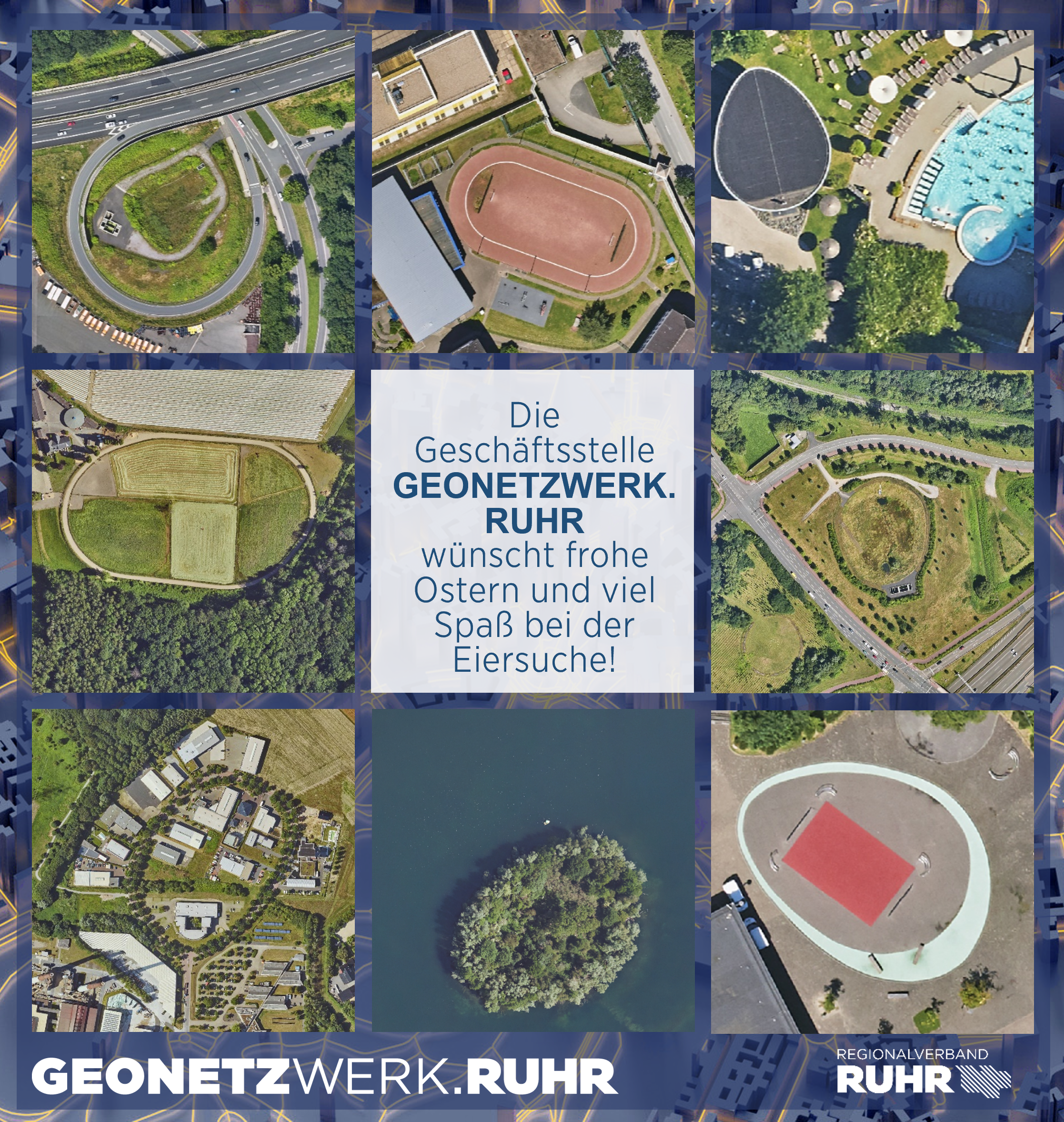 Luftbilder mit einer Auswahl Eierförmiger Objekte