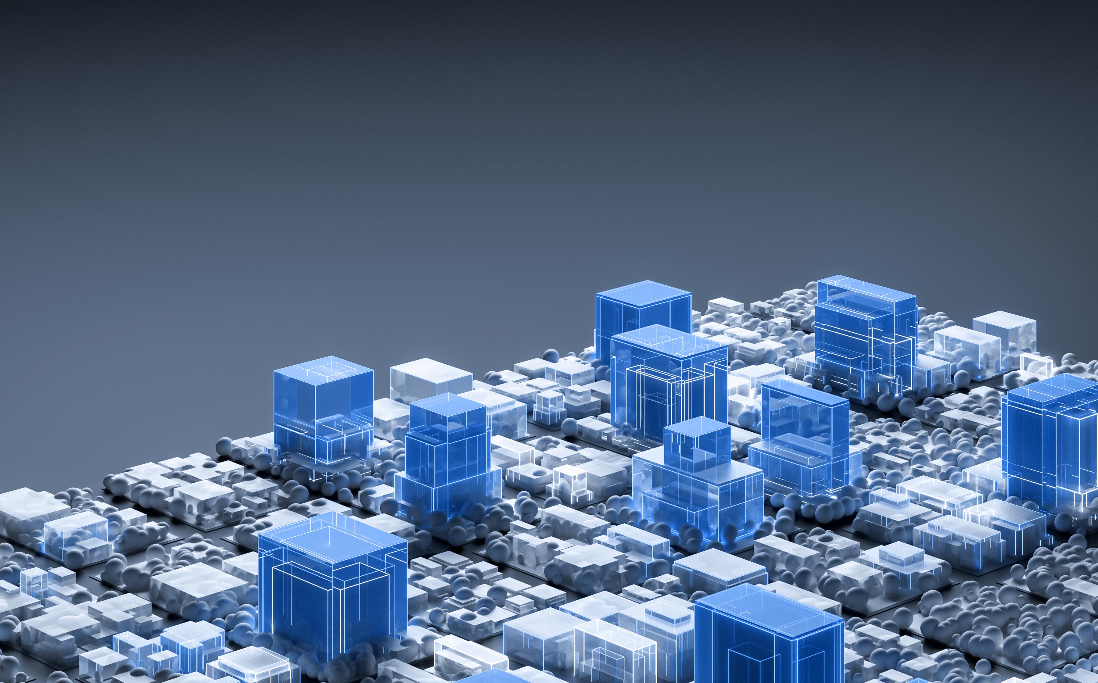 Abstract smart city aerial view with copy space