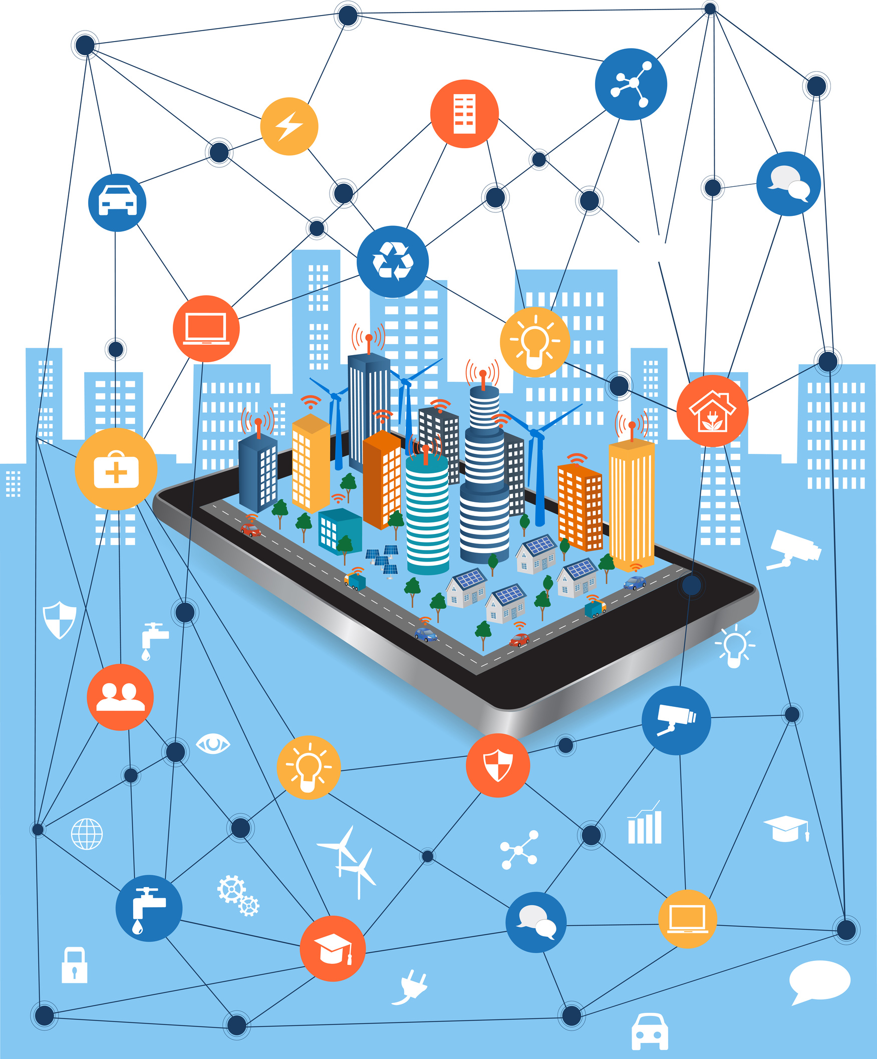 Vernetzte Stadt Vernetzte Stadt auf Tablet