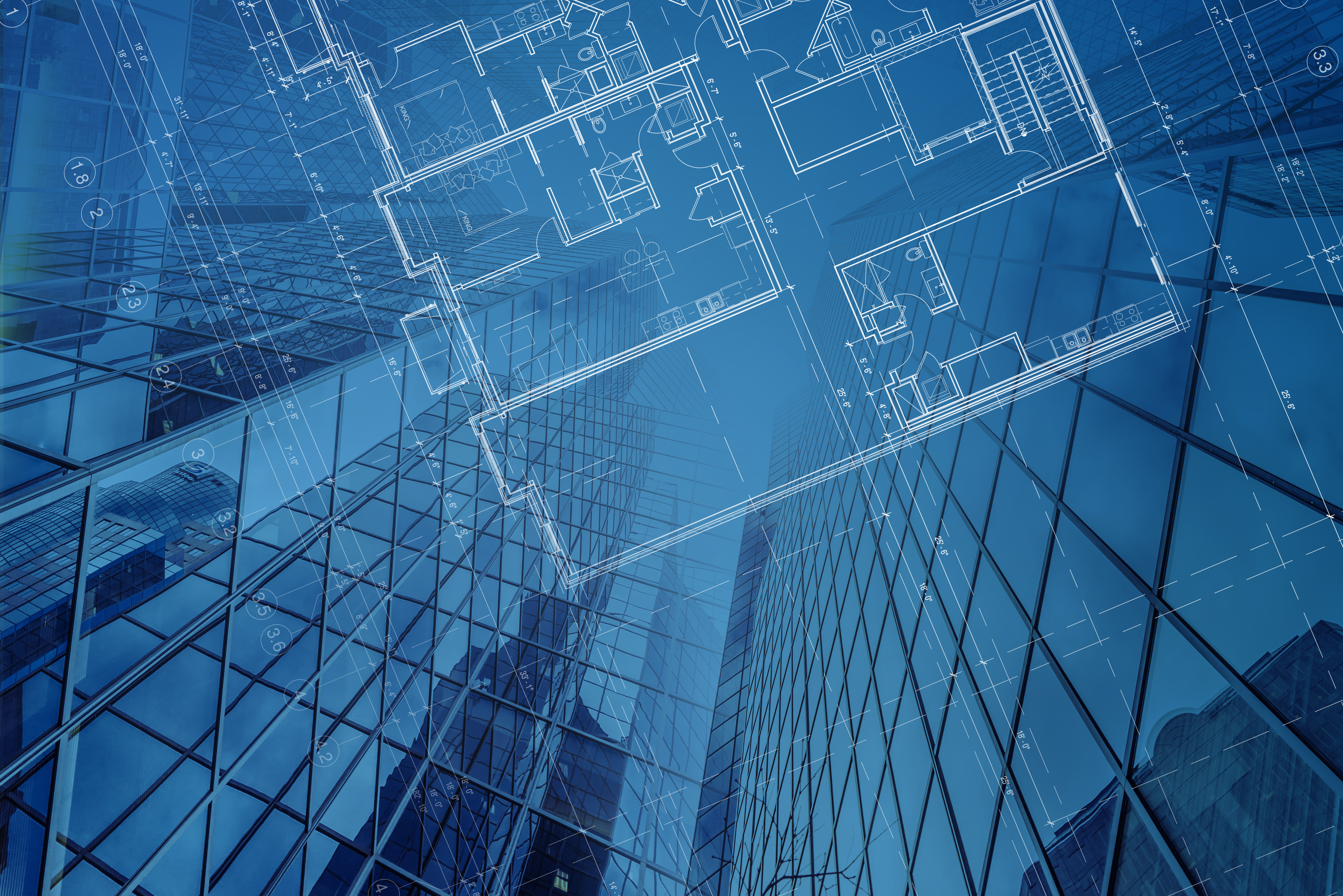 Abstract architectural drawings of a new commercial development